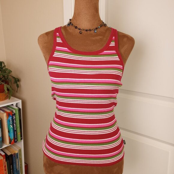 Rare Y2K Abercrombie Striped Ribbed Racerback Tank Top Vintage 2000s Preppy - Picture 1 of 5
